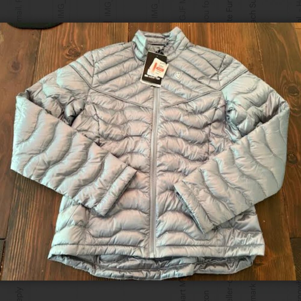 NEW Ariat Tek Ideal Down Women's Jacket Coat Grey Long Sleeved NWT Winter Silver